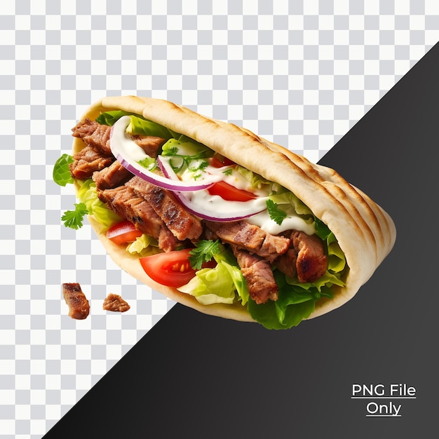 Doner kebab soft smooth lighting only png premium psd