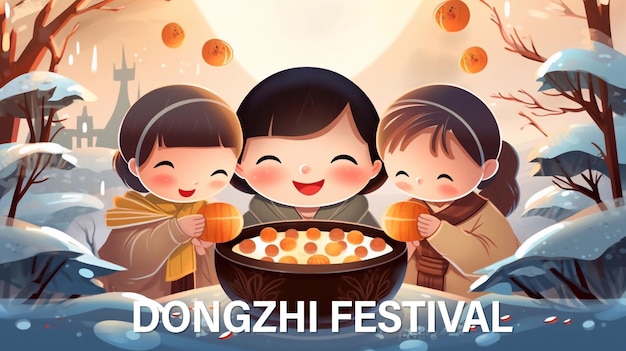 PSD progettazione di poster per i social media del festival del solstizio d'inverno cinese di dongzhi