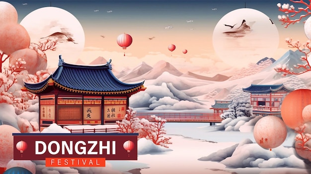 Dongzhi chinese winter solstice festival sociale media poster ontwerp