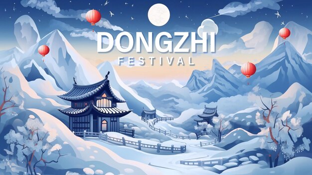 Dongzhi chinese winter solstice festival sociale media poster ontwerp