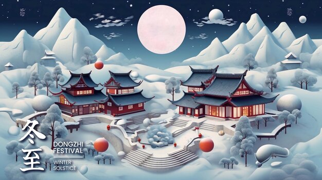 PSD dongzhi chinese winter solstice festival sociale media poster ontwerp