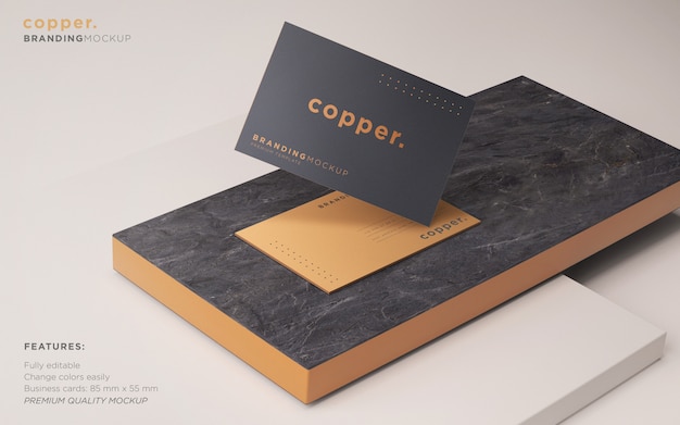 Donker en koperen visitekaartje psd mockup