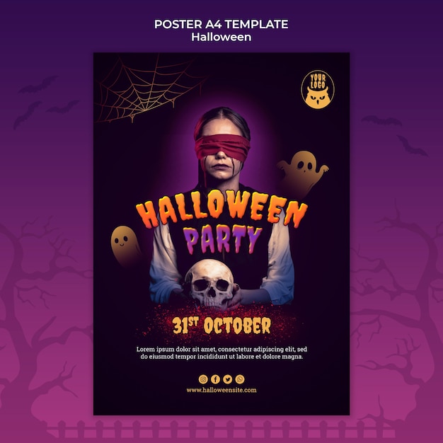 PSD donker halloween feest afdruksjabloon