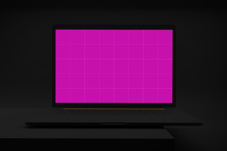 PSD donkere laptop mockup