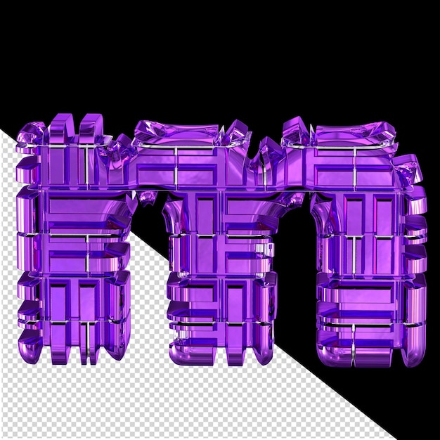 Donkerpaarse getransformeerde 3d-symboolletter m