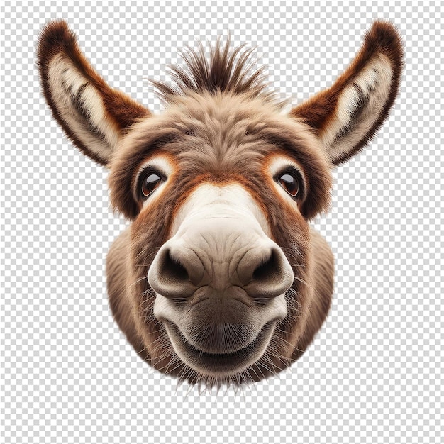 PSD a donkey head with a brown nose and the words donkey on it