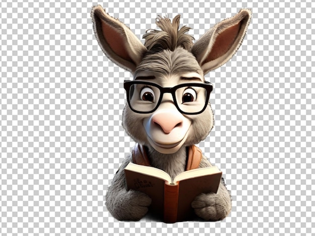 PSD donkey studying mascot cartoon