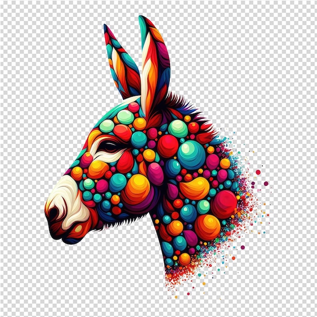 PSD a donkey with a colorful head and the words quot the word quot on it