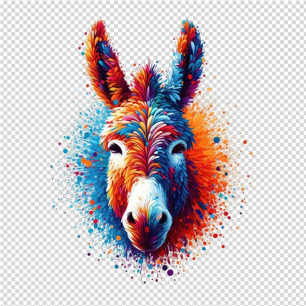 PSD a donkey with colorful spots is drawn by a donkey