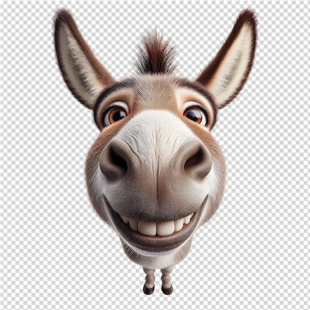 PSD a donkey with a happy face and a smile on its face