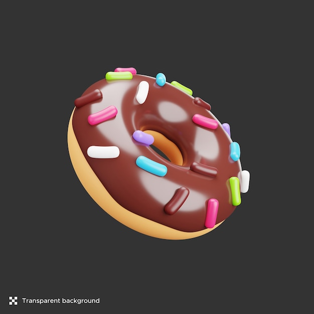 Donut 3d illustratie in de schattige stijl afbeeldingsweergave