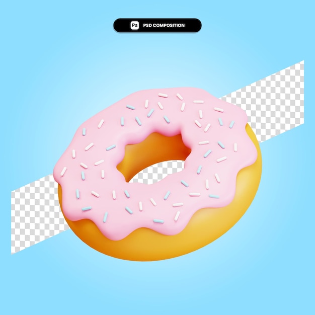 Donut 3d render illustration isolated