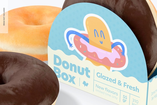 Donut box mockup, close-up