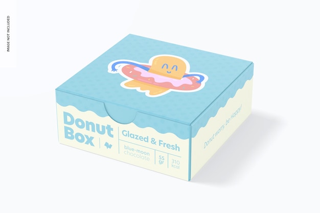 Donut Box with Hinged Lid Mockup, Right View