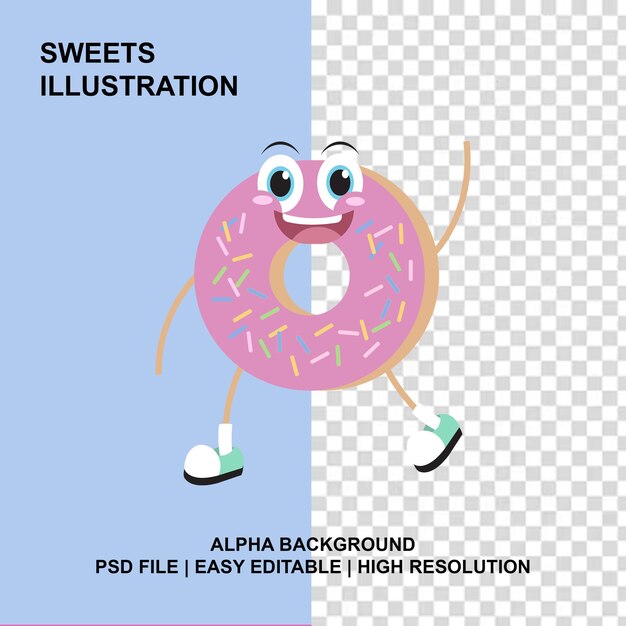 PSD donut character illustration