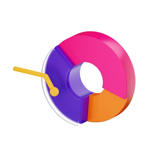 Donut chart 3D icon for statistic