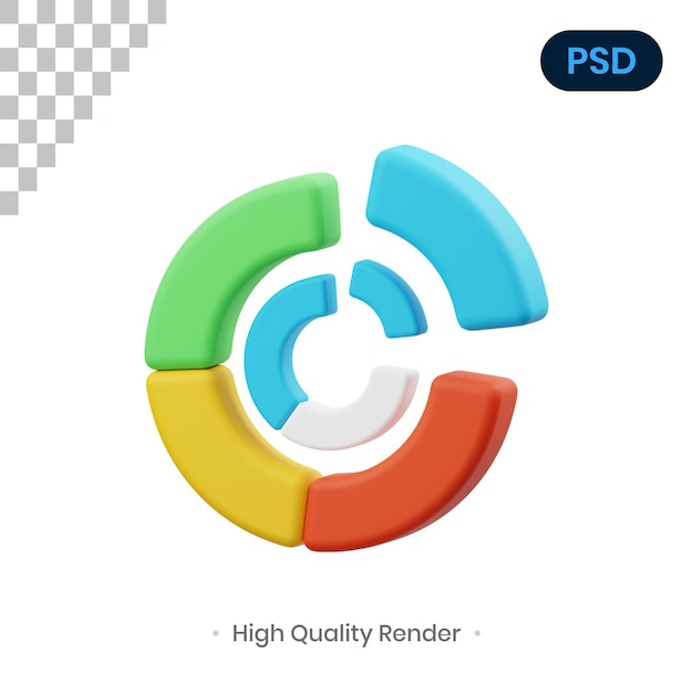 PSD Пончиковая диаграмма 3d визуализации иллюстрации premium psd