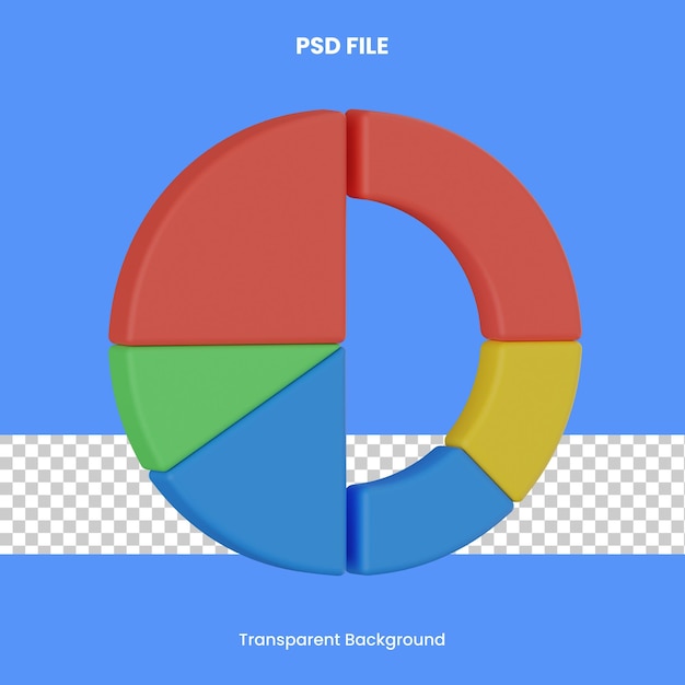 PSD 도넛형 차트 3d 렌더링 아이콘 그림 분석