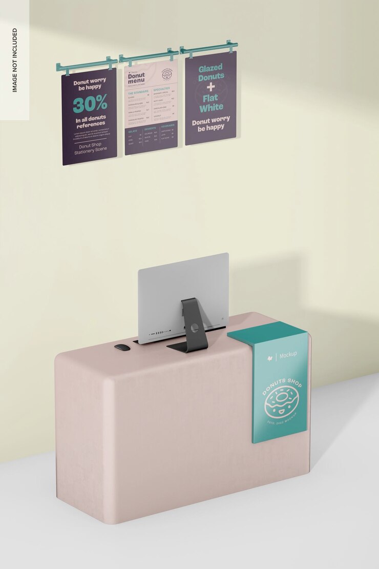 PSD donut shop sign scene mockup perspective