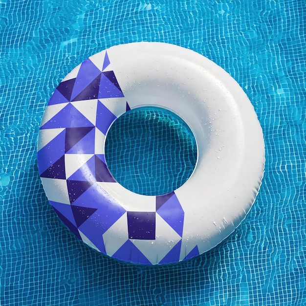 Donut Swim Life Ring Booy drijvend in zwembad Mockup 03