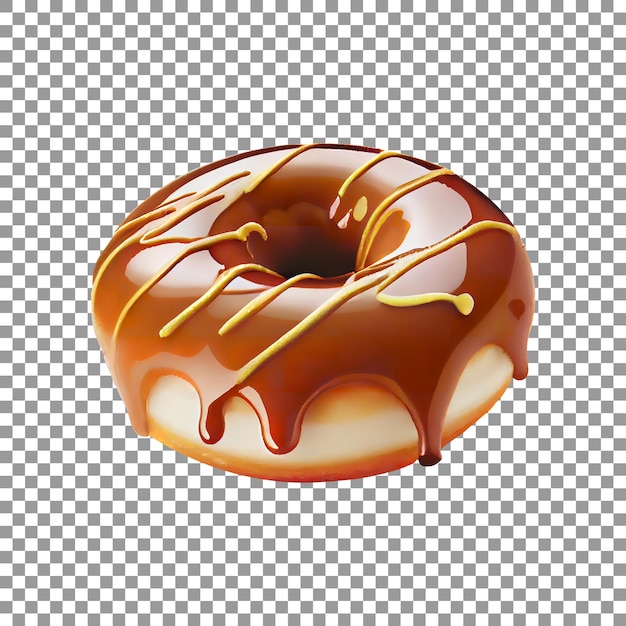 Donut with chocolate glaze on transparent background