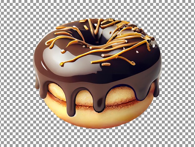 PSD donut with chocolate icing on transparent background