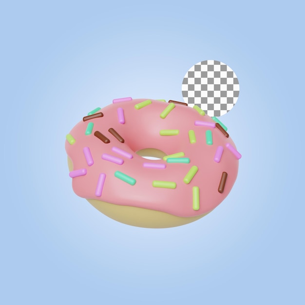 PSD donut with frosting and sprinkles 3d rendering illustration