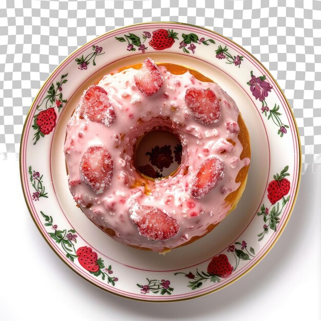 PSD a donut with pink frosting and a plate with raspberry and strawberry frosting