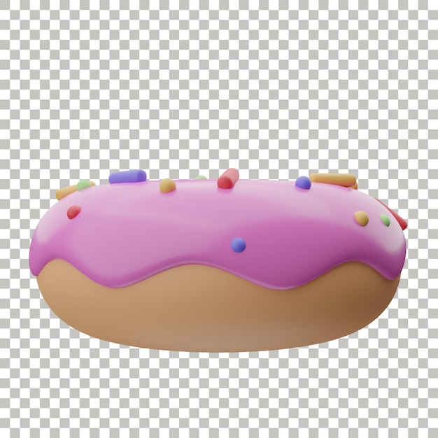 PSD donut with pink glazing and sprinkles