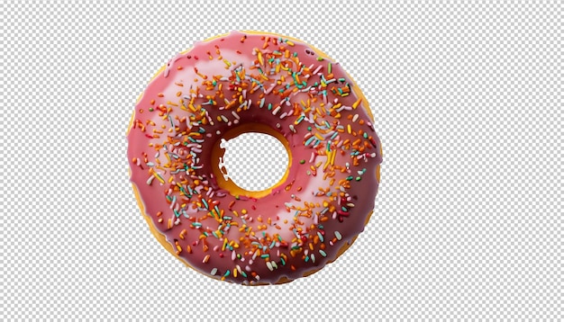 PSD donut with sprinkle on transparent background