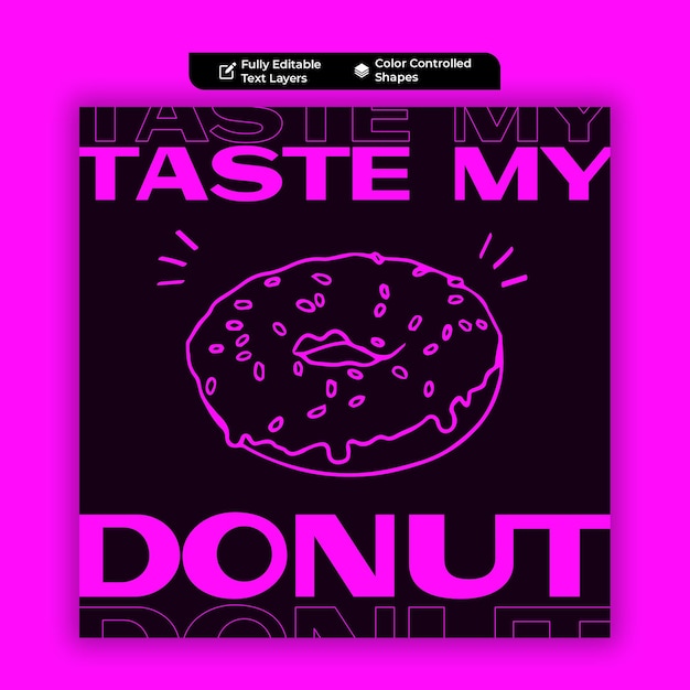 Donutposter voor instagram social media postsjabloon