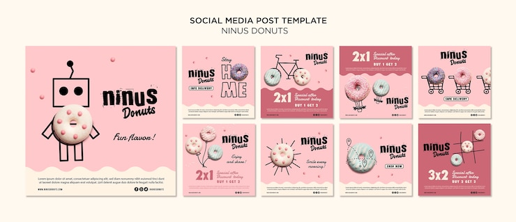 PSD donuts concept social media post template