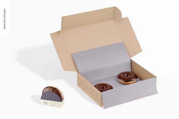 Donuts Delivery Box Mockup Perspective