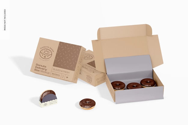 Donuts Delivery Boxes Mockup