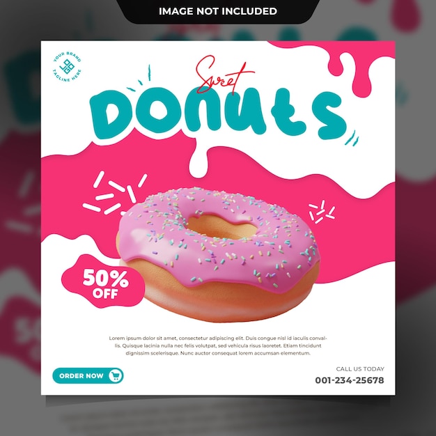 PSD donuts instagram social media postsjabloon