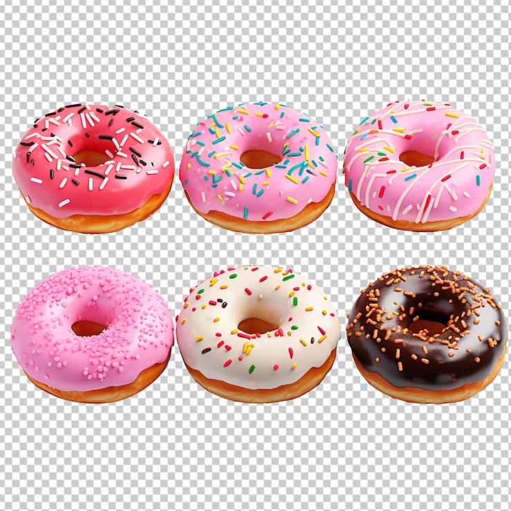 PSD donuts isolated on transparent background