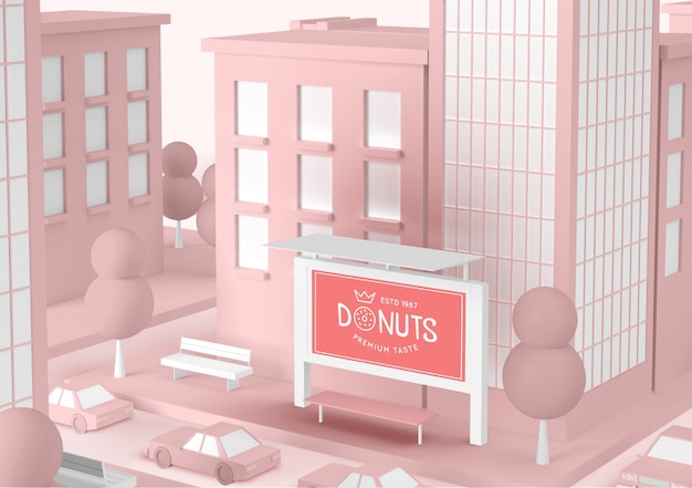 PSD donuts slaan commerciële buitenkant op