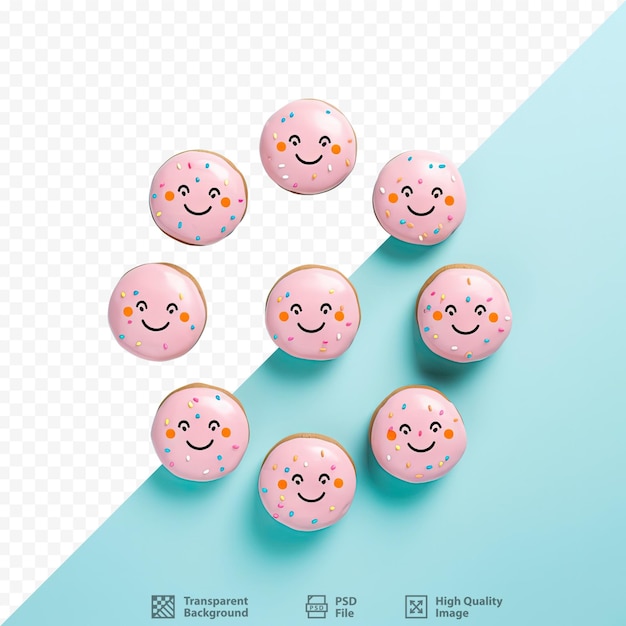 PSD donuts smile on transparent background from above