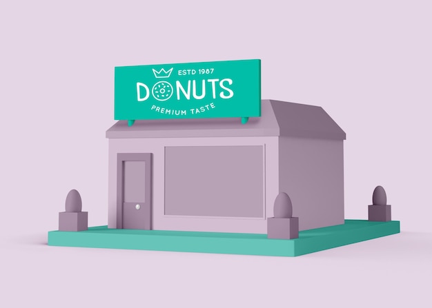 PSD donuts store exterior advert