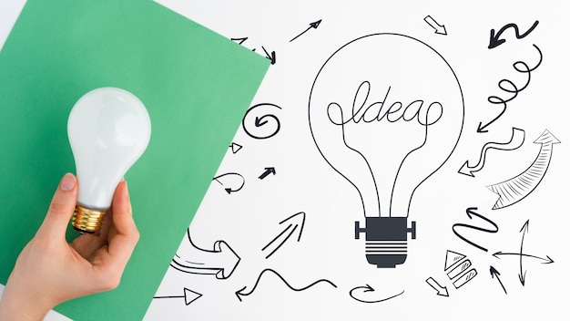 doodle concept idea with sketches of light bulb