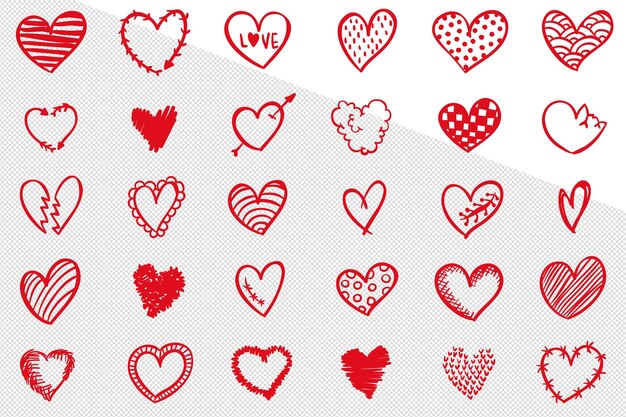 PSD doodle hearts v1