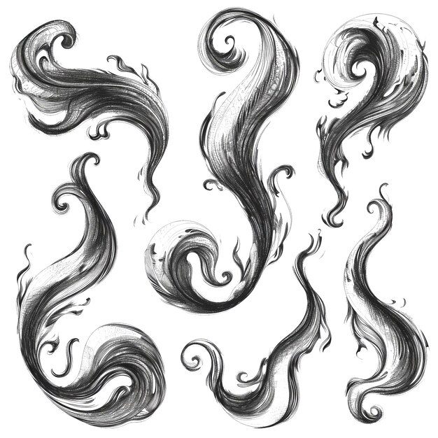 PSD doodle style swirled charcoal lines