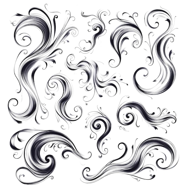 PSD doodle style swirled charcoal lines