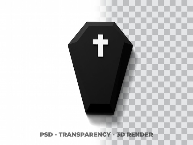 PSD doodskist 3d-model met transparante achtergrond