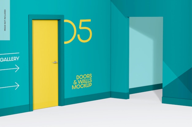 PSD door frame mockup corner view