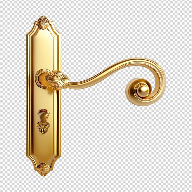 PSD door handle gold isolated on transparent background