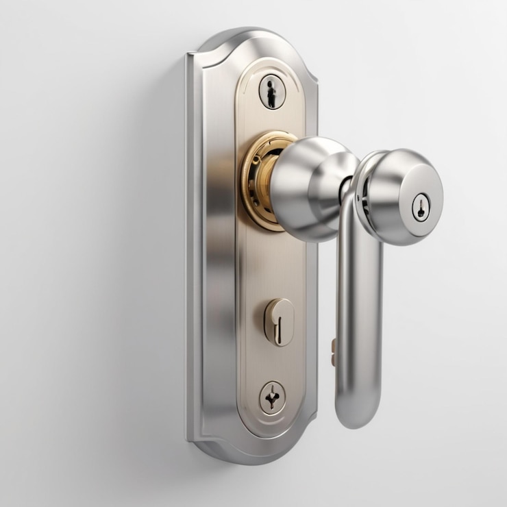 PSD a door handle with a lock that says  lock