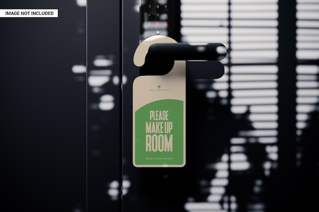 PSD door hanger on the hotel door handle mockup