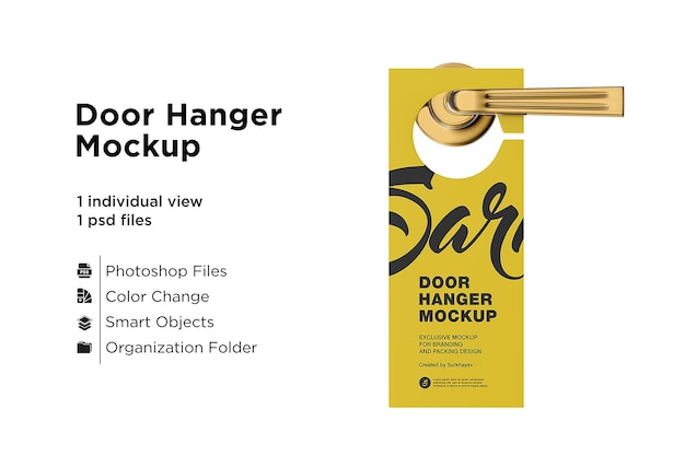 PSD door hanger mockup isolated