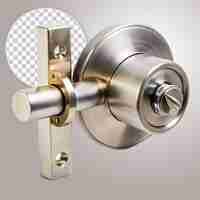 PSD door lock system with selective focus on transparent background